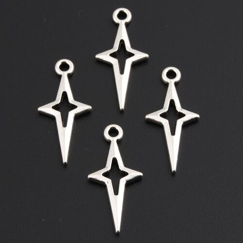100pcs Silver Color 23x10.5mm Star Charm Shooting Stars Pend