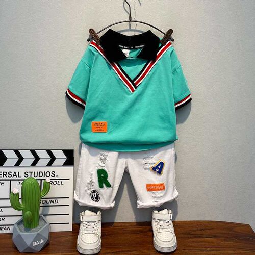 Boys Summer Short-sleeved Suit New Style Fashionable Handso