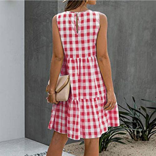 Summer Casual Loose Plaid Print Ruffles A-line Dresses For