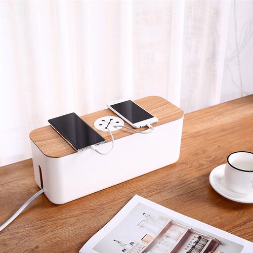 Wooden Cable Storage Box Power Line Storage Case Dustproof C