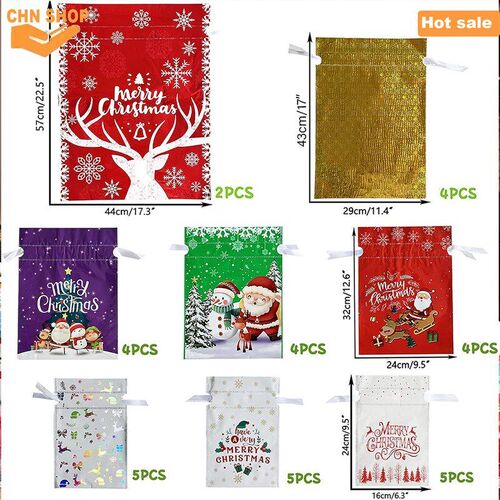 30PCS Christmas Drawstring Gift Bags,Wrapping Bag decoration