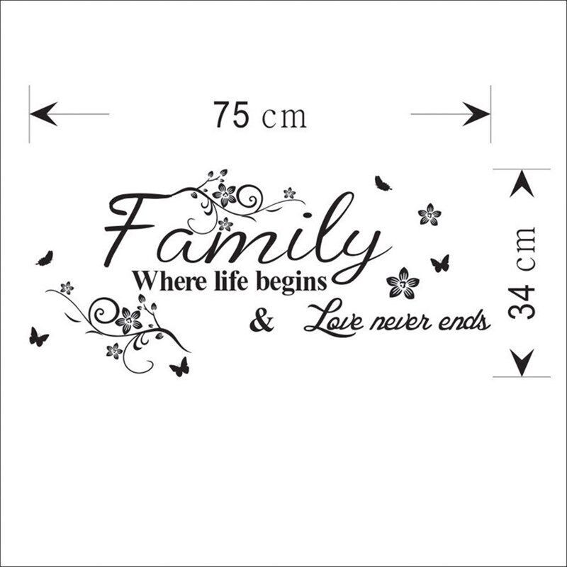 Wall Sticker Retail 8237 with Family English Proverbs Flower - 实物图