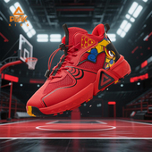 儿童运动鞋 秋冬新款 男童国潮篮球鞋 匹克童鞋 红色实战防滑耐磨鞋 子