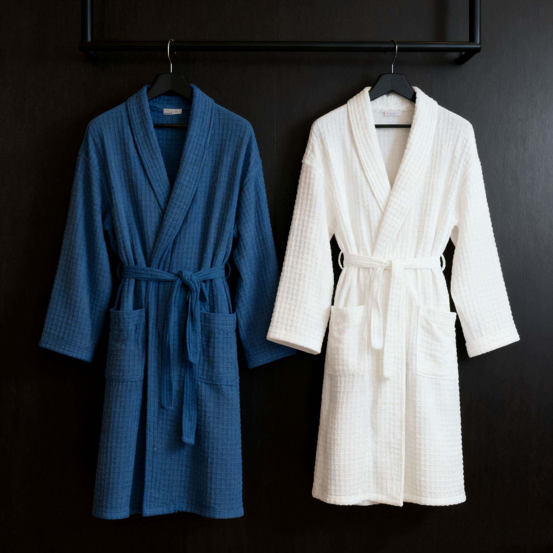 华夫格浴浴袍华夫格酒店g纯棉加厚浴温泉民宿情侣款浴衣可袍刺绣l