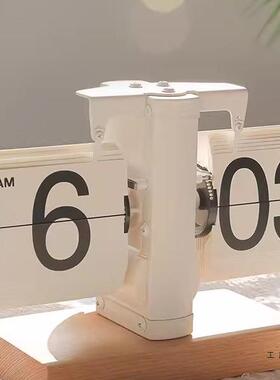 创F978TT87意自动翻页时座钟钟客厅摆件办送公室胡桃机械木家用桌