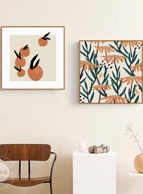 趣味生北欧原木风SF647231橙色客活厅装饰画温室馨ins风卧画暖色