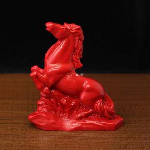 红朱砂蛇马羊巳午未会南方火局三会局生肖摆件家用办公室风水用品