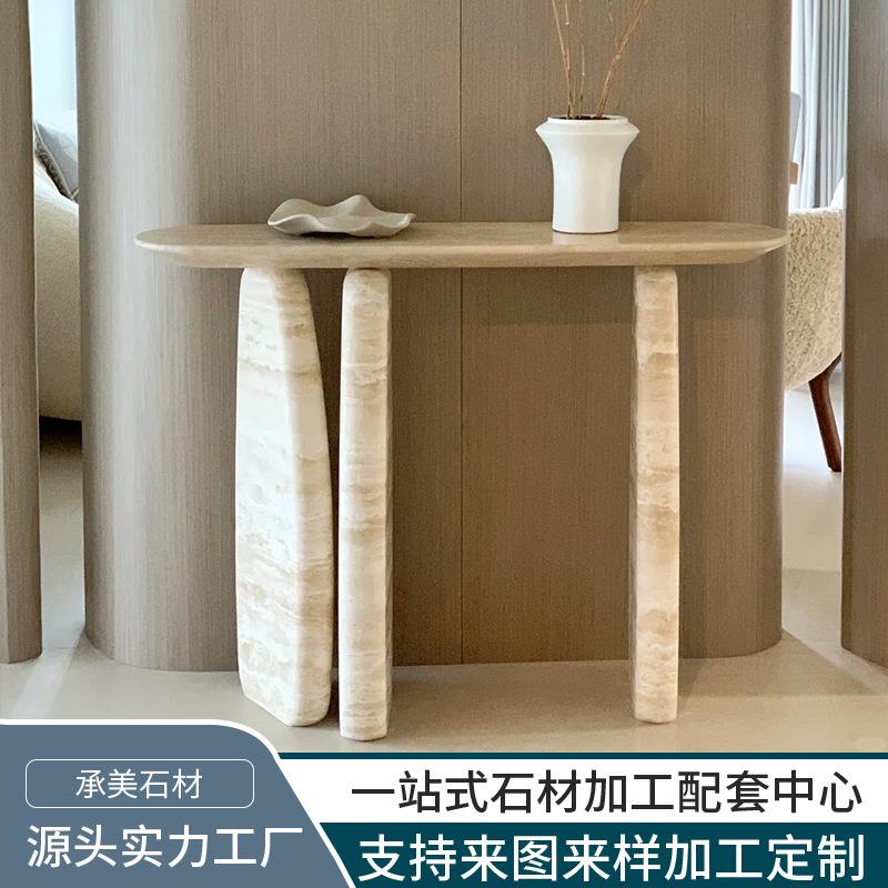 源头工厂洞石玄关架置物架天然大理石洞石玄关走廊商品房别墅酒店