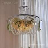 意大利murano法式 复古云雾玻璃水晶珠吊灯轻奢客厅餐厅卧室书房灯