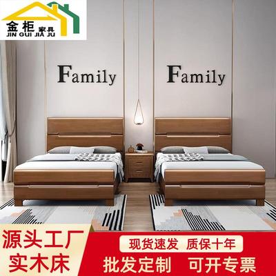中式橡胶木大床现代简约家具1.2米1.5米1.8m双人床卧室储物实木床