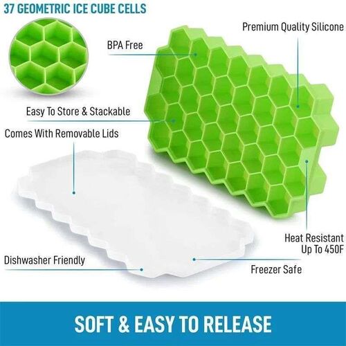 37 Ice Cubes, Silicone Ice Mold Tray, BPA Free Ice Maker Eas