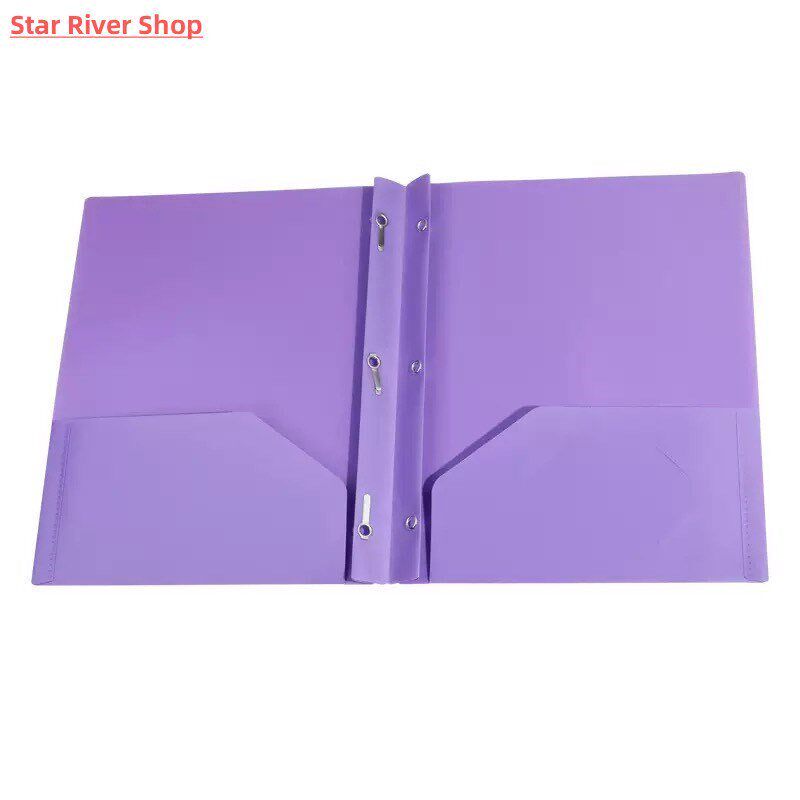 10pcs A4 Double Pocket Folder Bilateral D-Shaped Report Fold - 实物图