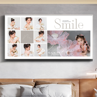 洗照片做成全家福相框挂墙冲印加8寸带洗相片九宫格制作照片定制