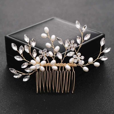 1pc bridal headdress handmade pearl crystal hair comb weddin