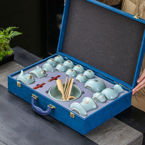 Ceramic Kungfu Tea Set Side Handle Ru Kiln Home Whole Set Lu