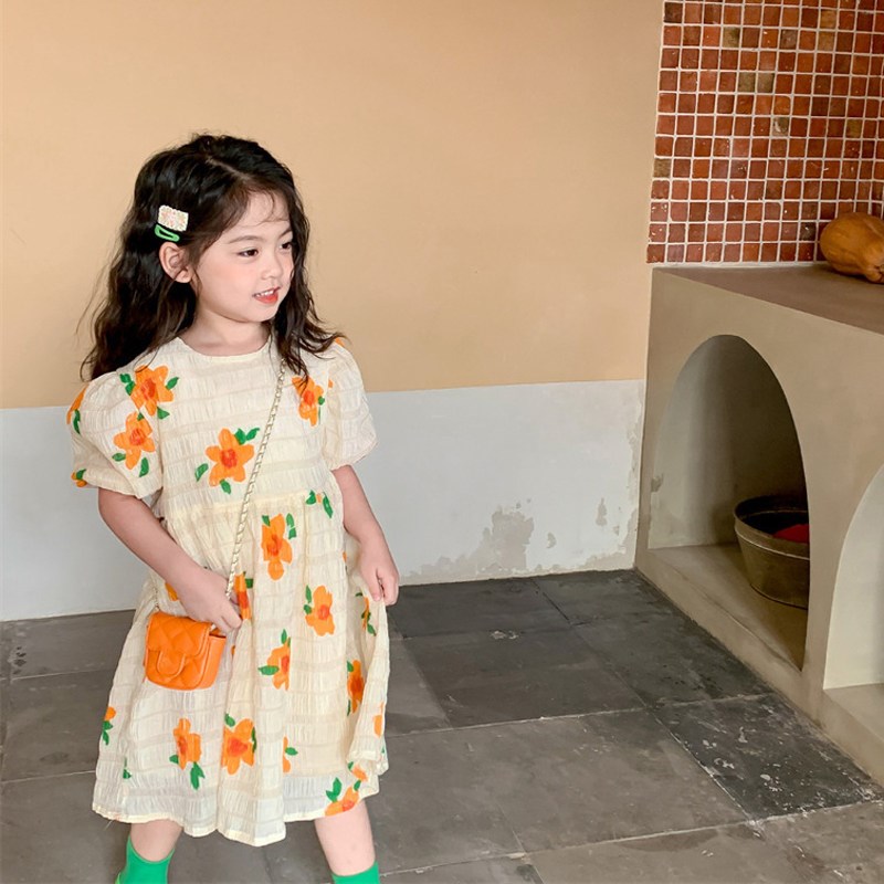 New Girls Summer Princess Dress Breathable Short-Sleeved Dre图片