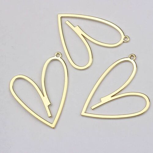 35mm 6pcs/lot Zinc Alloy Matte  Flat Hollow Heart Charms Pen