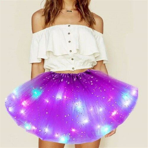Womens LED Tutu Skirt Sparkly Sequin Ballet Dance Tulle