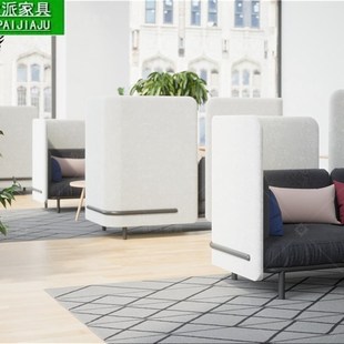 欧式现代免洗科技布艺工业风铁艺卡座洽谈咖啡厅酒吧高背沙发定制