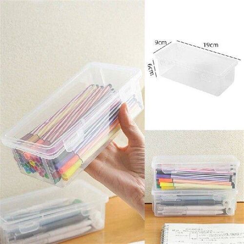 1PC Large Capacity Plastic Pencil Box Stackable Translucent