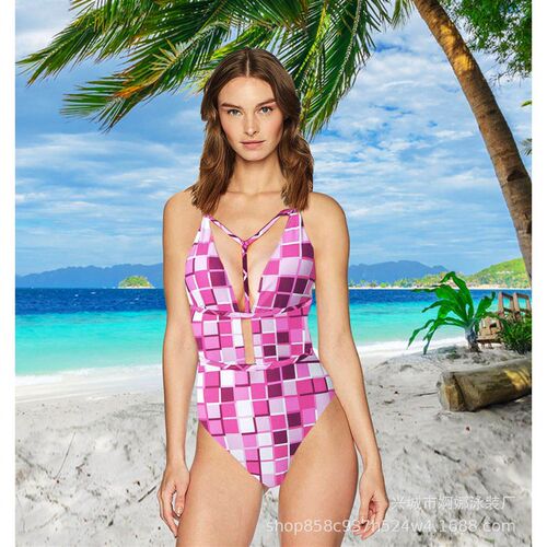 One-piece swimsuit diamond print bikini swimsuit