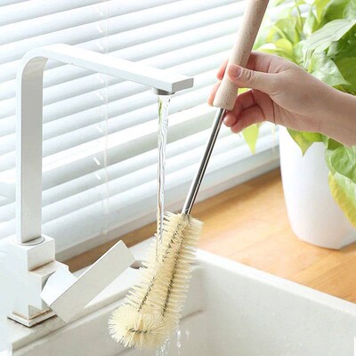 Long Wooden Handle Bottle Brush Baby Pacifiers Cleaning Brus