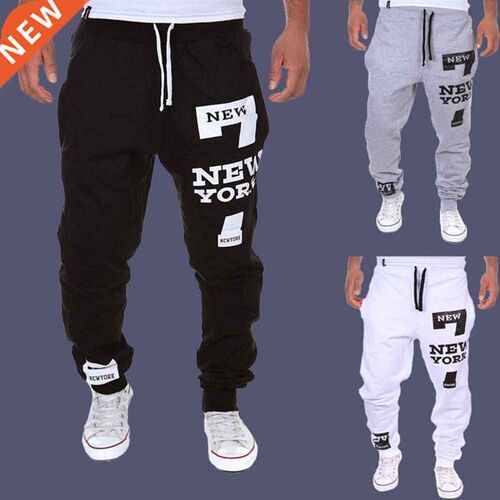 Autumn Winter Pants Men Casual Jogger Number 7 Printed Lette