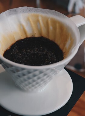 白色钻纹 手冲咖啡V0锥形单孔陶瓷滤杯手工螺纹家用滴滤咖啡器具