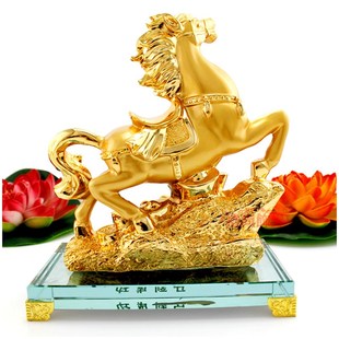 汽车摆件电脑桌电视柜装饰品摆设马到成功十二生肖马大号金马摆件