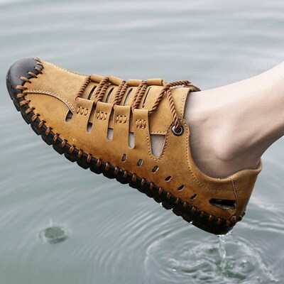 Men Leather Sandals Comfortable Outdoor Casual Shoes 2023 Su