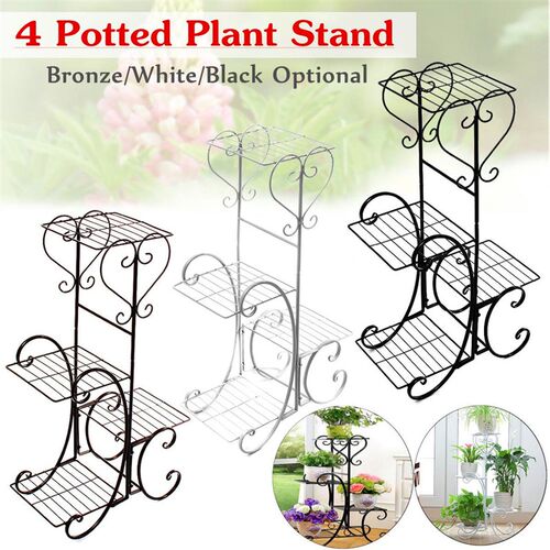 4 Layers Flower Stand Rack Storage Shelf Iron Plant Holder H