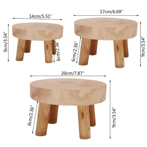 Solid Wood Round Bench Plant Stand Creativity Flower Pot Bas