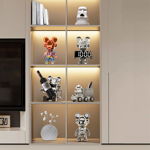 时钟表摆台式暴力熊公仔摆件挂钟入户玄关客厅电视柜酒柜子装饰品