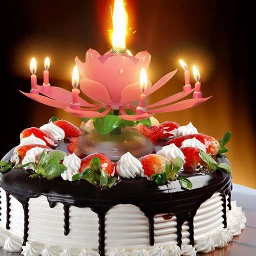 Birthday Cake Music Candle Wedding Party Double Flower