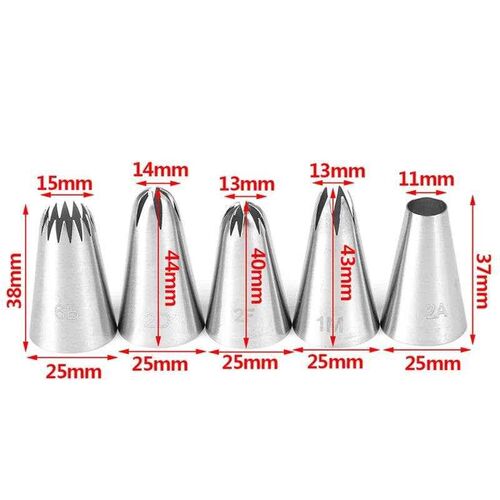 5pcs Large Metal Cake Cream Decoration Tips Set Pastry Tools