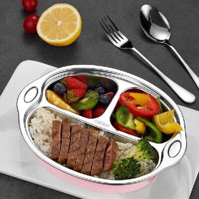 Stainless Steel Children Dinner Plate Lunch Box Bkids