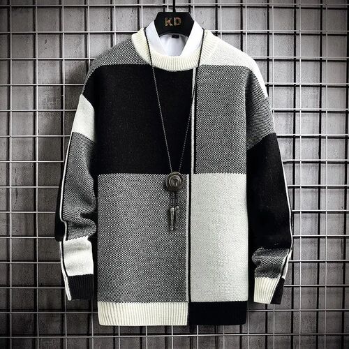 Half High Collar Color Blocking Warm Sweater/ High Quality M