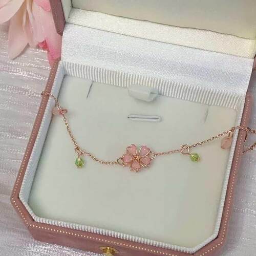 Romantic Charm Pink Cherry Blossom Pendent For Women Korea J