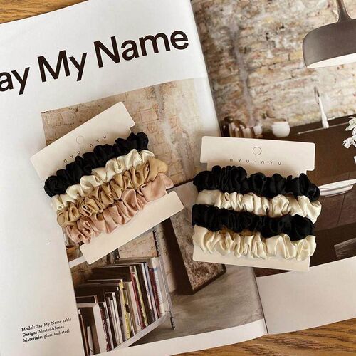 4pcs/set Silk Elastic Hair Band Solid Color Scrunchies Women