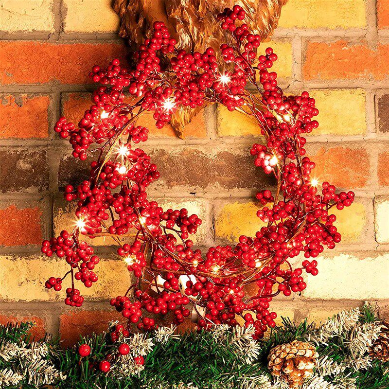 5.9ft/180cm Red Berry Christmas Garland Optional lighting Go图片