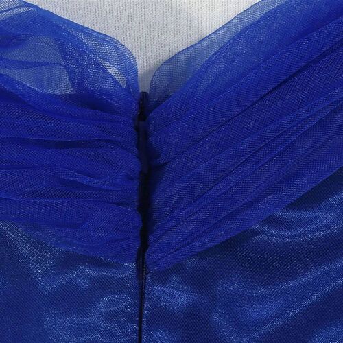Deluxe Sapphire Mesh Ball Gown Toddler Girls Off Shoulder El