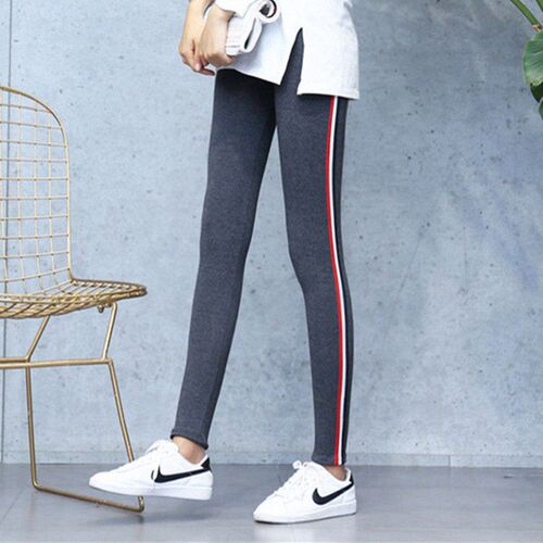 Quality Cotton Leggings Side Stripes Women Casual High