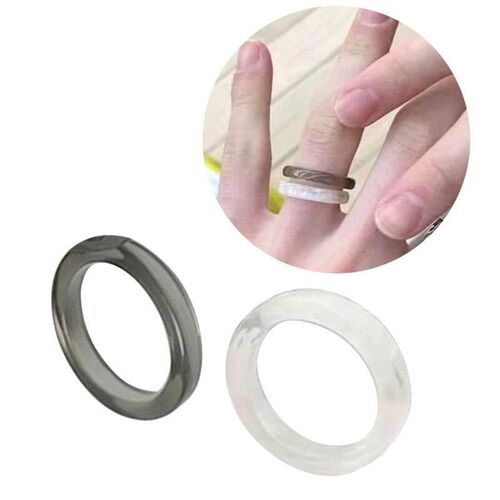 2Pcs Acrylic Cute Rings Set Colorful Rings Transparent Stack