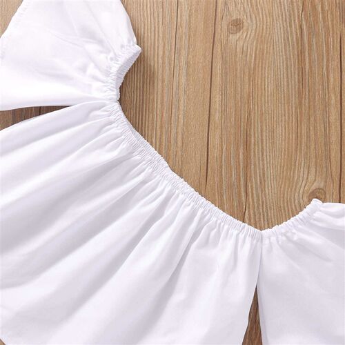Girls Summer Fashion Suit Girls One-character Collar Flyin