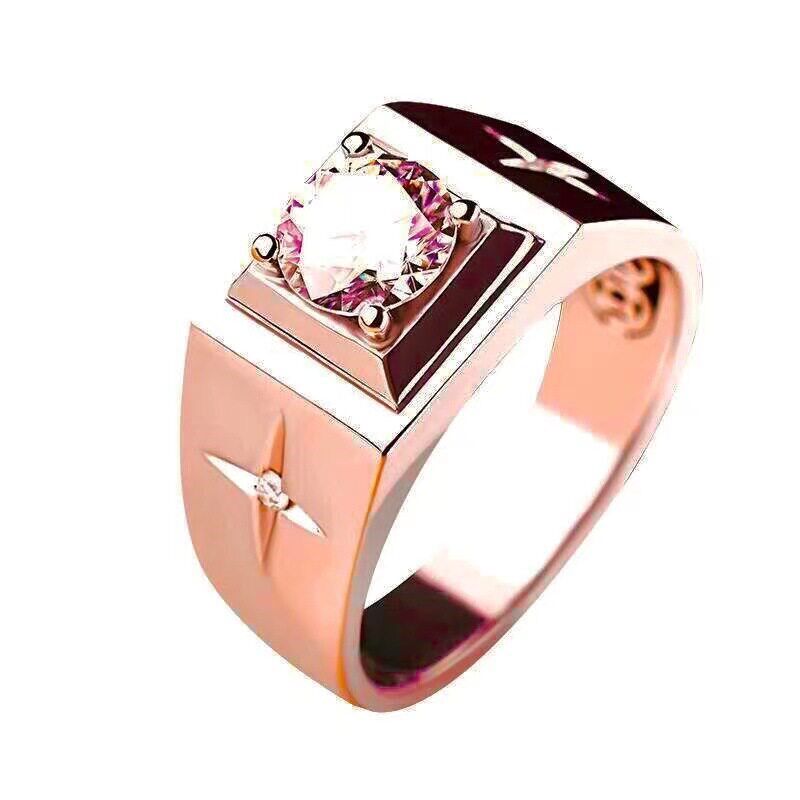New Moissanite Ring Mens 18K Platinum 1 karat Diamond Ring - 实物图