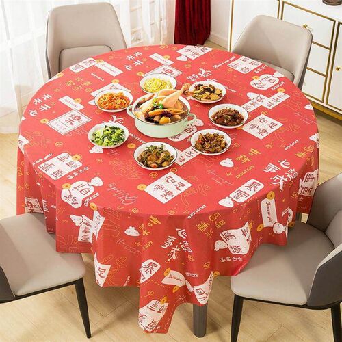 New Year Edition Disposable Tablecloth - Red Festive Blessin