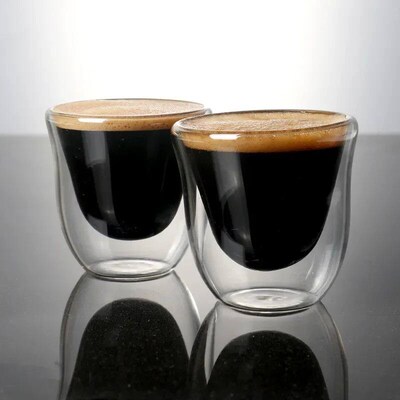 Double Wall Glass Cup Transparent Clear Heat Resistant Tea D