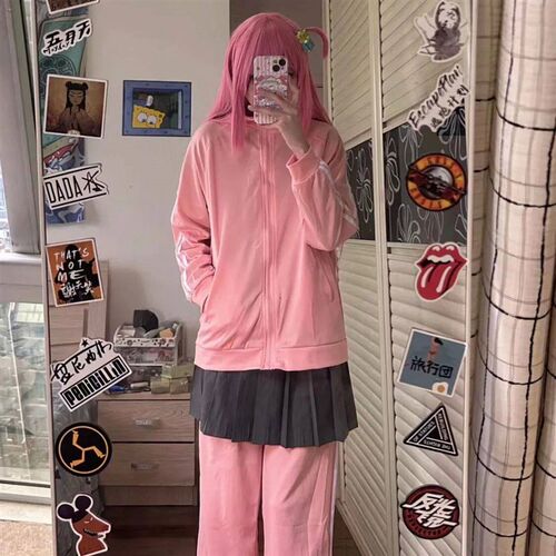 Bocchi the Rock! Cosplay Costumes Hitori Gotou Pink Uniform