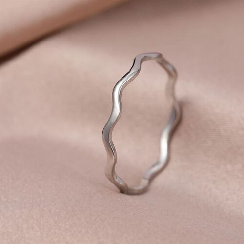 Stainless Steel Ring Minimalist Sea Wave Light Luxury Elegan