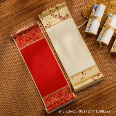 迷你189画号卷锦轴宋复古蜡染挂画画轴空白挂轴书法小国潮玩字画